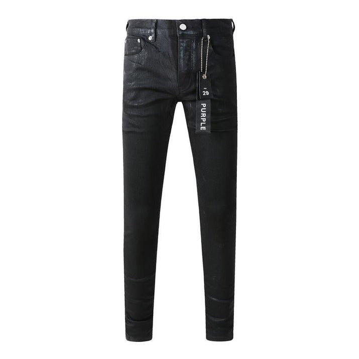 Foreign Trade Trend New Purple Black Slim Fit Button Jeans Olgosential