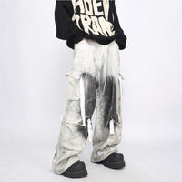 Splash Ink Multi-pocket Cargo Pants Men's Loose Straight Mopping Pants olgosential
