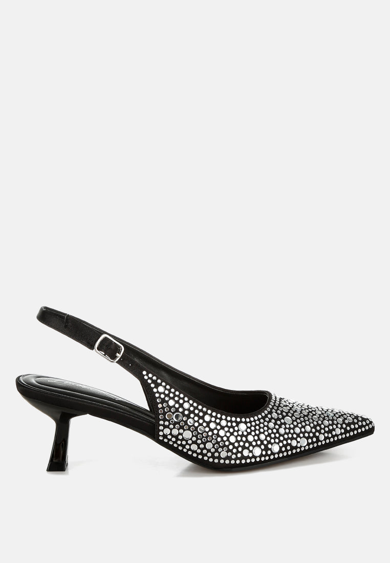 Vernaos Pointed Toe Rhinestone Slingbacks London Rag