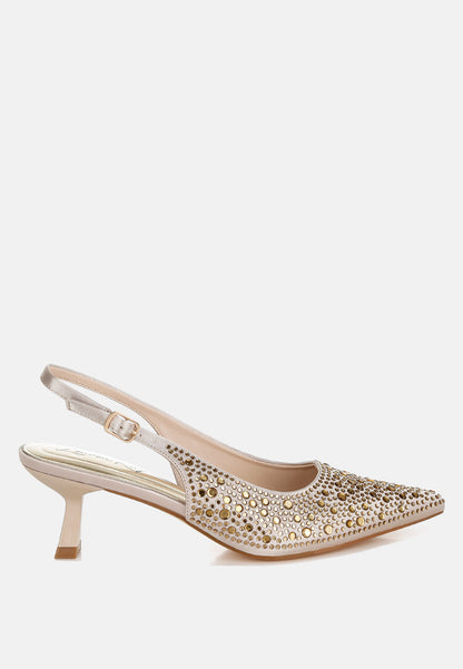 Vernaos Pointed Toe Rhinestone Slingbacks London Rag