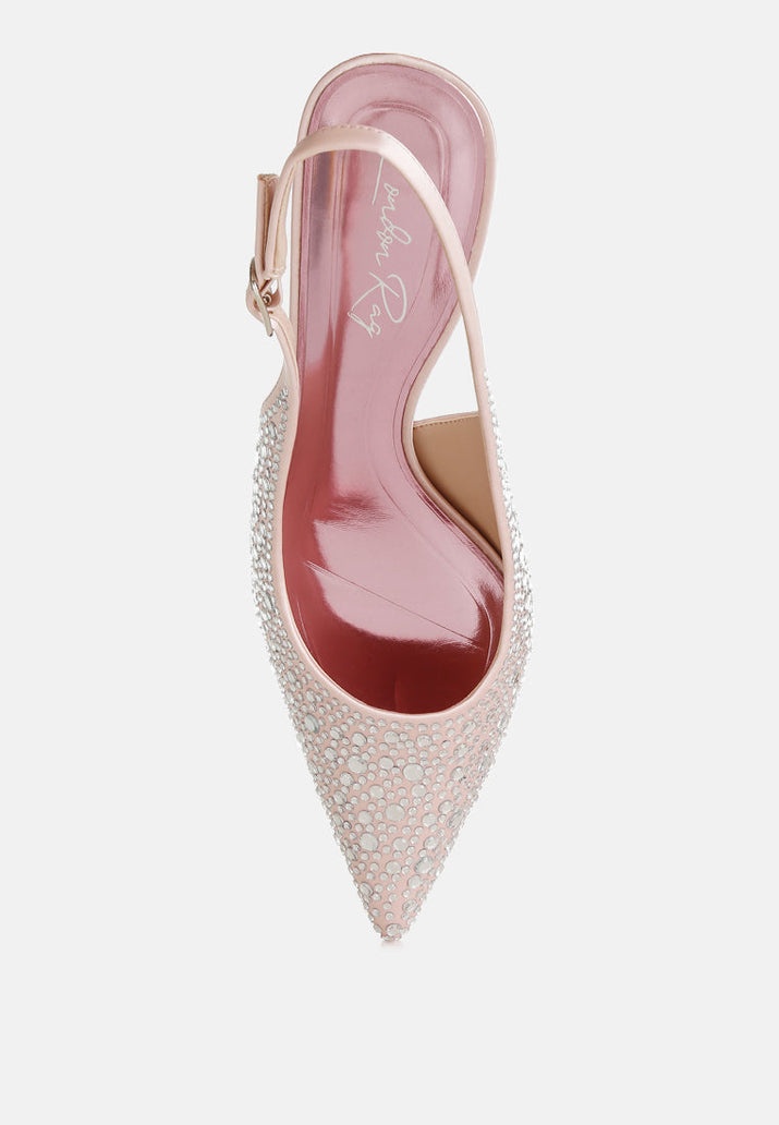 Vernaos Pointed Toe Rhinestone Slingbacks London Rag