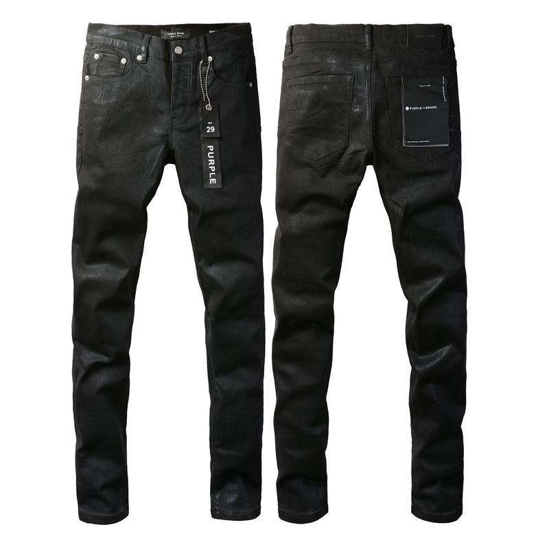 Foreign Trade Trend New Purple Black Slim Fit Button Jeans Olgosential