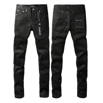 Foreign Trade Trend New Purple Black Slim Fit Button Jeans Olgosential