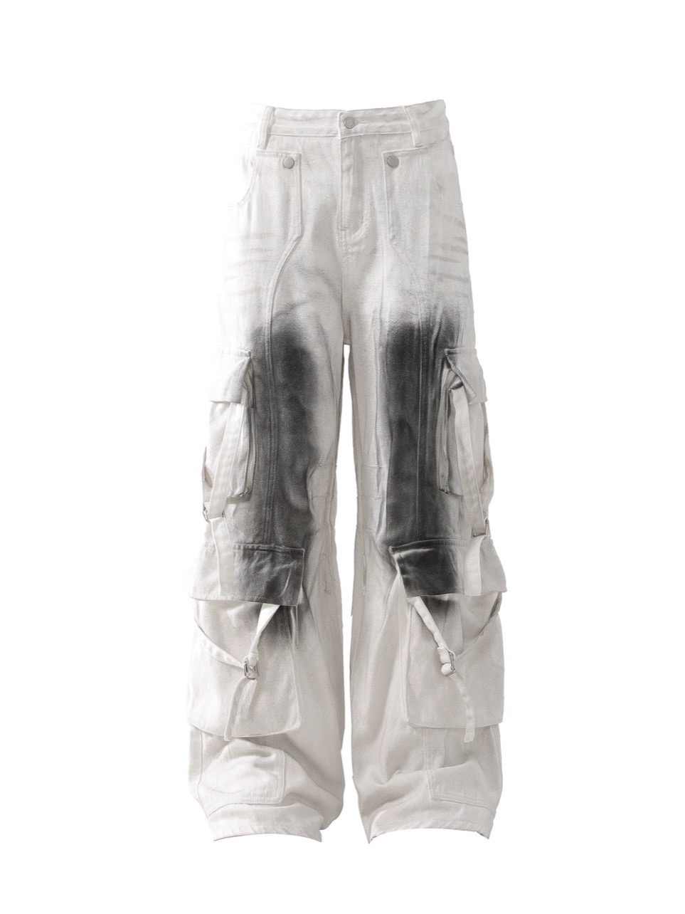 Splash Ink Multi-pocket Cargo Pants Men's Loose Straight Mopping Pants olgosential